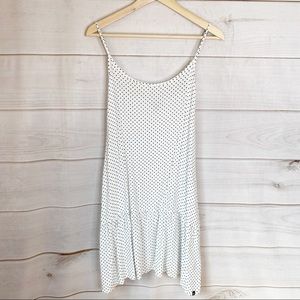 Hurley White Polka Dot Spaghetti Strap Midi Dress